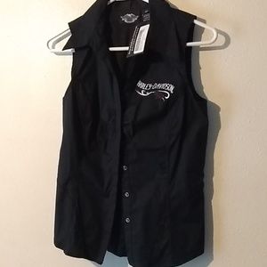 Black sleeveless Harley Davidson shirt XS